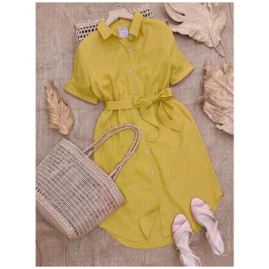 Đầm Suông Sơ Mi Linen Cao Cấp – Mát Mẻ, Thoải Mái, Tôn Dáng, Phù Hợp Văn Phòng, Giá 329.000₫ 2