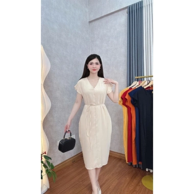 Đầm Suông Trung Niên Lụa Mango Đính Ngọc Trai Size 47-75kg Có Túi, Khóa Giọt Nước, Giá 140k