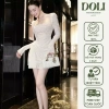 Đầm tay dài mút ren 3 lớp đính hoa, tôn dáng tiểu thư R6 DOLi – 396.000₫ 4