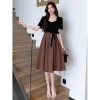 Đầm tay ngắn bigsize nữ đen tiệc sang chảnh, cổ vuông công sở, mẹ trung niên tiểu thư – Giá 159.000đ 2