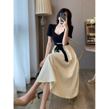 Đầm tay ngắn bigsize nữ đen tiệc sang chảnh, cổ vuông công sở, mẹ trung niên tiểu thư – Giá 159.000đ 4