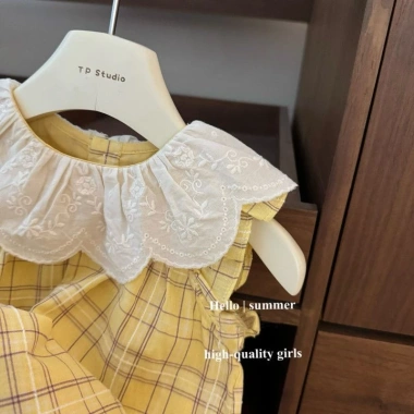 Đầm thêu kẻ sọc vàng bé 0-3 tuổi mùa hè, nhiệt đới giản dị dễ thương - 198.768₫ 4