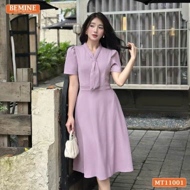 Đầm thiết kế BEMINE cổ tim cách điệu dáng chữ A - Công sở sang trọng, giá 249.000₫
