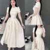 Đầm thiết kế trơn suông thanh lịch dáng dài kết nơ, phù hợp tiệc, công sở, dạo phố – Giá ưu đãi 209.000₫ 2