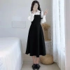 Đầm Tiểu Thư Set 2 Món Tay Bồng Xanh Trắng Bigsize - Yếm Sơ Mi Nữ Tính - 218k 2