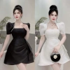 Đầm tiểu thư tay phồng nhấn eo, đính dây đá sang chảnh, size 50-90kg – 315.000₫