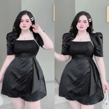 Đầm tiểu thư tay phồng nhấn eo, đính dây đá sang chảnh, size 50-90kg – 315.000₫