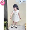 Đầm trắng bé gái dáng chữ A đính nơ đá sang chảnh, tiệc & đi chơi – Giá 159k 5
