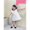 Đầm trắng bé gái dáng chữ A đính nơ đá sang chảnh, tiệc & đi chơi – Giá 159k 6