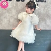 Đầm trắng cổ sen tùng bé gái, váy phối bèo xinh xắn, giá 179.000đ - giảm giá 3