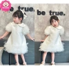 Đầm trắng cổ sen tùng bé gái, váy phối bèo xinh xắn, giá 179.000đ - giảm giá 5