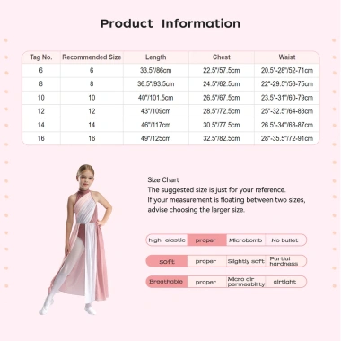 Đầm Trẻ Em Bé Gái Không Tay Mock Cổ, Lỗ Khóa Lưng, Thiết Kế Hiện Đại Lyrical Dance – 477.360₫