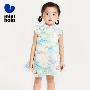 Đầm trẻ em Minibala Girl mùa hè sườn xám cotton phong cách quốc gia 2.025 giảm 22%