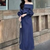 Đầm Trễ Vai Dáng Suông Thu Đông Bigsize, Dài Thanh Lịch Công Sở & Tiệc, SH02 387.999đ 2