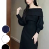 Đầm Trễ Vai Dáng Suông Thu Đông Bigsize, Dài Thanh Lịch Công Sở & Tiệc, SH02 387.999đ 4