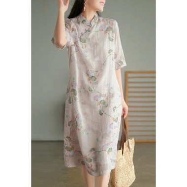Đầm Trung Hoa thanh lịch vải lanh cotton họa tiết nghệ thuật mùa hè - 426k 9 Đầm Trung Hoa thanh lịch vải lanh cotton họa tiết nghệ thuật mùa hè - 426k 9