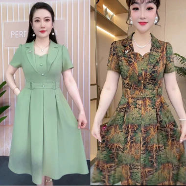 Đầm trung niên cổ V sang trọng công sở lụa Pháp CARO-VD - Giá chỉ 258.000₫