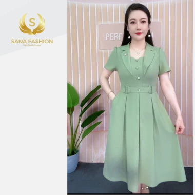 Đầm trung niên cổ V sang trọng công sở lụa Pháp CARO-VD - Giá chỉ 258.000₫