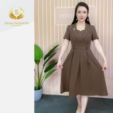 Đầm trung niên cổ V sang trọng công sở lụa Pháp CARO-VD - Giá chỉ 258.000₫