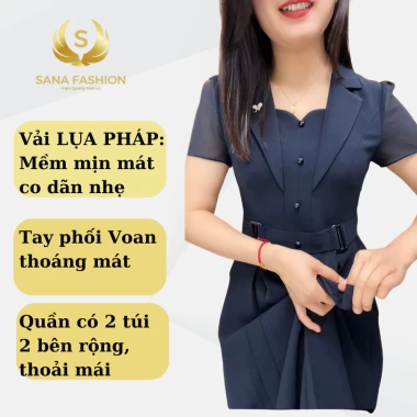 Đầm trung niên cổ V sang trọng công sở lụa Pháp CARO-VD - Giá chỉ 258.000₫