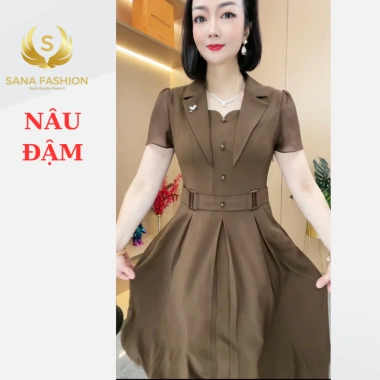 Đầm trung niên cổ V sang trọng công sở lụa Pháp CARO-VD - Giá chỉ 258.000₫