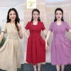 Đầm trung niên cổ V sang trọng - Váy công sở lụa Pháp, giá chỉ 289.000đ