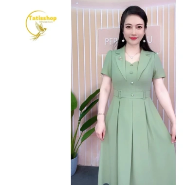Đầm trung niên cổ V sang trọng - Váy công sở lụa Pháp, giá chỉ 289.000đ