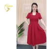 Đầm trung niên cổ V sang trọng - Váy công sở lụa Pháp, giá chỉ 289.000đ 5