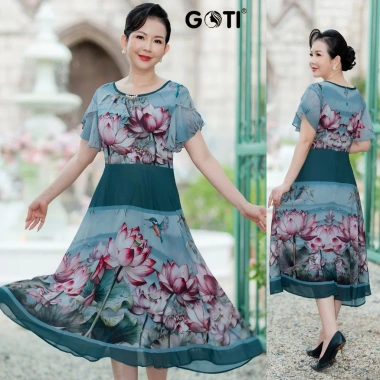 Đầm Trung Niên Nữ GOTI Màu Xanh Mẫu Đơn 3.405 - Giảm Giá Đặc Biệt 403.200₫ 9