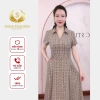 Đầm trung niên SANA FASHION cổ sơ mi lụa hồng ngọc công sở, giá chỉ 249k