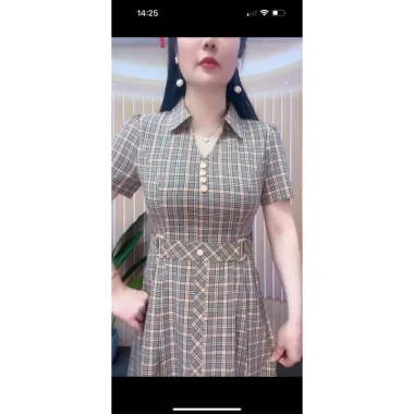 Đầm trung niên SANA FASHION cổ sơ mi lụa hồng ngọc công sở, giá chỉ 249k 8