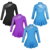 Đầm Trượt Băng Bé Gái 4-16 tuổi Nyeemya Dài Tay Cổ Vải Cutouts Hình Sau Leotard