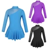 Đầm Trượt Băng Bé Gái 4-16 tuổi Nyeemya Dài Tay Cổ Vải Cutouts Hình Sau Leotard 3