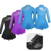 Đầm Trượt Băng Bé Gái 4-16 tuổi Nyeemya Dài Tay Cổ Vải Cutouts Hình Sau Leotard 4