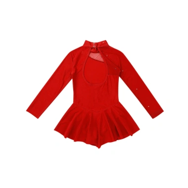 Đầm Trượt Băng Bé Gái 4-16 tuổi Nyeemya Dài Tay Cổ Vải Cutouts Hình Sau Leotard