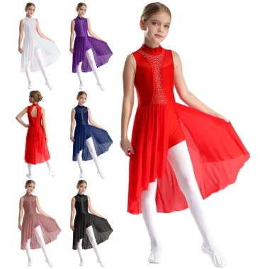 Đầm Trượt Băng Bé Gái Nyeemya - Mock Cổ, Viền Lấp Lánh, Không Tay, Giá 463.320₫