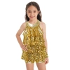 Đầm unitard ngắn hiện đại trẻ em 4-16 tuổi, dây kim sa lấp lánh, phù hợp nhảy Jazz Latin 6