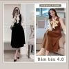 Đầm váy bầu tay mùa thu đông V973 – Dáng dài, nơ ngực sang chảnh, 168k