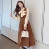 Đầm váy bầu tay mùa thu đông V973 – Dáng dài, nơ ngực sang chảnh, 168k 6