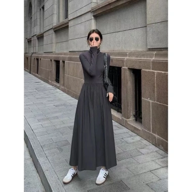 Đầm váy dài xòe tay dài cổ cao, hack dáng QC cao cấp, giao Tết, big size, 169k 10