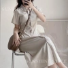Đầm váy nữ bigsize Sunshine Style sơ mi thô cộc tay, chun eo dài, cổ polo 199k 8