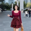 Đầm Váy Nữ Cổ Vuông Thắt Nơ Thun Tay Dài 2 Tầng Phối Lụa Bigsize 40‑85kg Giá 134k Tết Noel 7