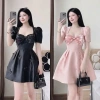 Đầm váy nữ Tafta đính nơ tay phồng, size 50-95kg, dự tiệc Tết Noel – Giá chỉ 179.000₫