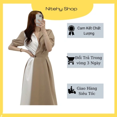 Đầm váy sơ mi dài công sở trắng thắt eo phong cách Hàn Quốc NITEHY 13 - Siêu đẹp, giảm giá 190k, giá chỉ 190.000đ