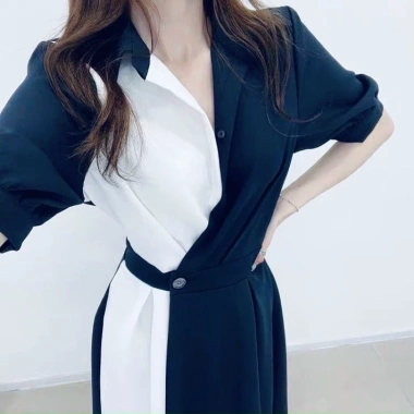 Đầm váy sơ mi dài công sở trắng thắt eo phong cách Hàn Quốc NITEHY 13 - Siêu đẹp, giảm giá 190k, giá chỉ 190.000đ