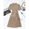 Đầm vest bigsize công sở Maihouse tay ngắn dập ly, form dài chất lụa sọc gân - 249k 2