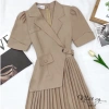 Đầm vest bigsize công sở Maihouse tay ngắn dập ly, form dài chất lụa sọc gân - 249k 7