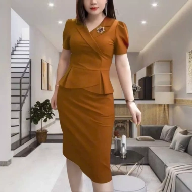 Đầm vest công sở chất gân co giãn, thiết kế thanh lịch, giảm giá 18% chỉ 370.000₫ - phong cách chuyên nghiệp 3