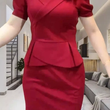 Đầm vest công sở chất gân co giãn, thiết kế thanh lịch, giảm giá 18% chỉ 370.000₫ - phong cách chuyên nghiệp 4