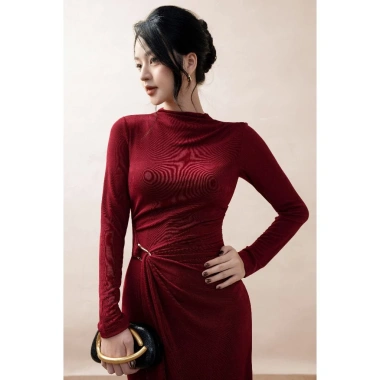 Đầm xoắn eo đắp tà tay dài ELLA DORA - Thanh lịch sang trọng, ấm áp mùa đông, giá chỉ 999k 7